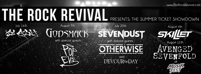 The Rock Revival announces The Summer Ticket Showdown featuring Slash, Godsmack, Pop Evil, Sevendust, Otherwise, Skillet, and Avenged Sevenfold