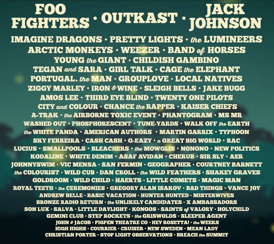 FIREFLY MUSIC FESTIVAL 2014 LINE-UP ANNOUNCED – FOO FIGHTERS, WEEZER, THIRD EYE BLIND, JACK JOHNSON, IMAGINE DRAGONS, ARCTIC MONKEYS, CAGE THE ELEPHANT, THE LUMINEERS, AND MORE