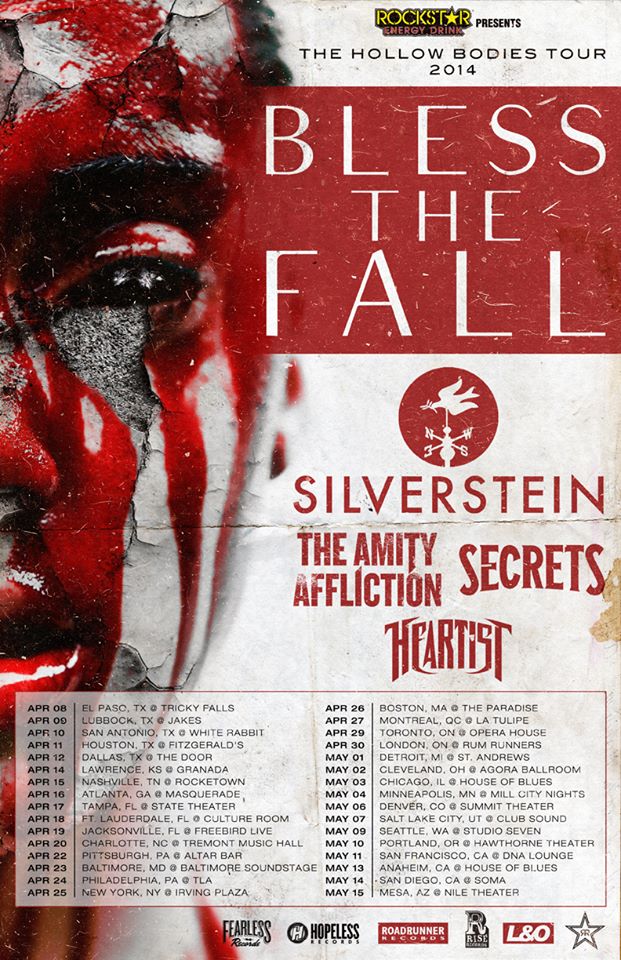 BLESSTHEFALL ANNOUNCE THE HOLLOW BODIES TOUR WITH SILVERSTEIN, THE AMITY AFFLICTION, SECRETS, AND HEARTIST