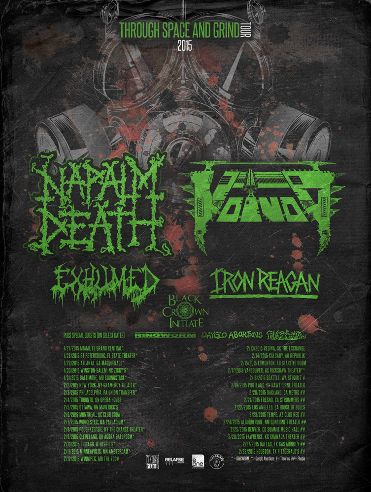 NAPALM DEATH AND VOIVOD ANNOUNCE 2015 THROUGH SPACE AND GRIND TOUR