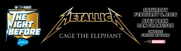 METALLICA SET TO PLAY AT&T PARK IN SAN FRANCISCO with SPECIAL GUEST CAGE THE ELEPHANT