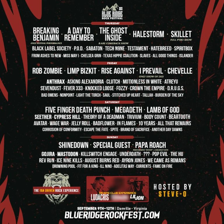 Full Lineup For 2021 Blue Ridge Rock Festival Revealed - Pop Culture ...