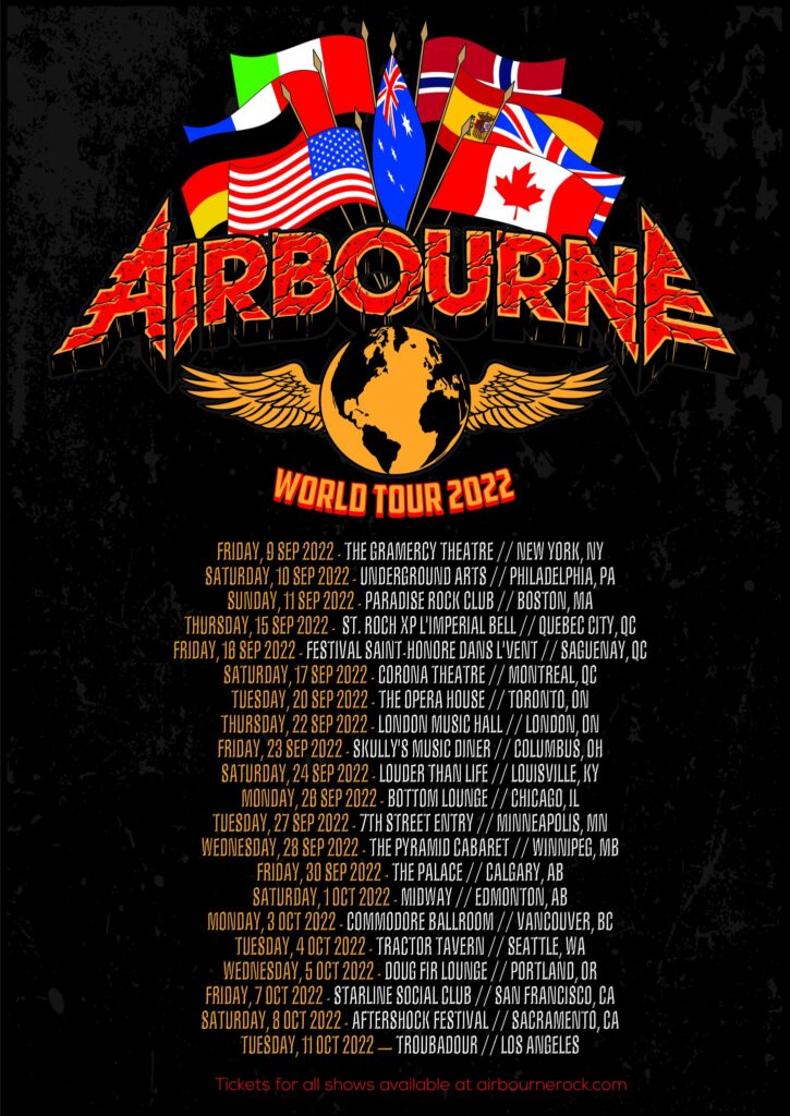 Airbourne 2022 tour