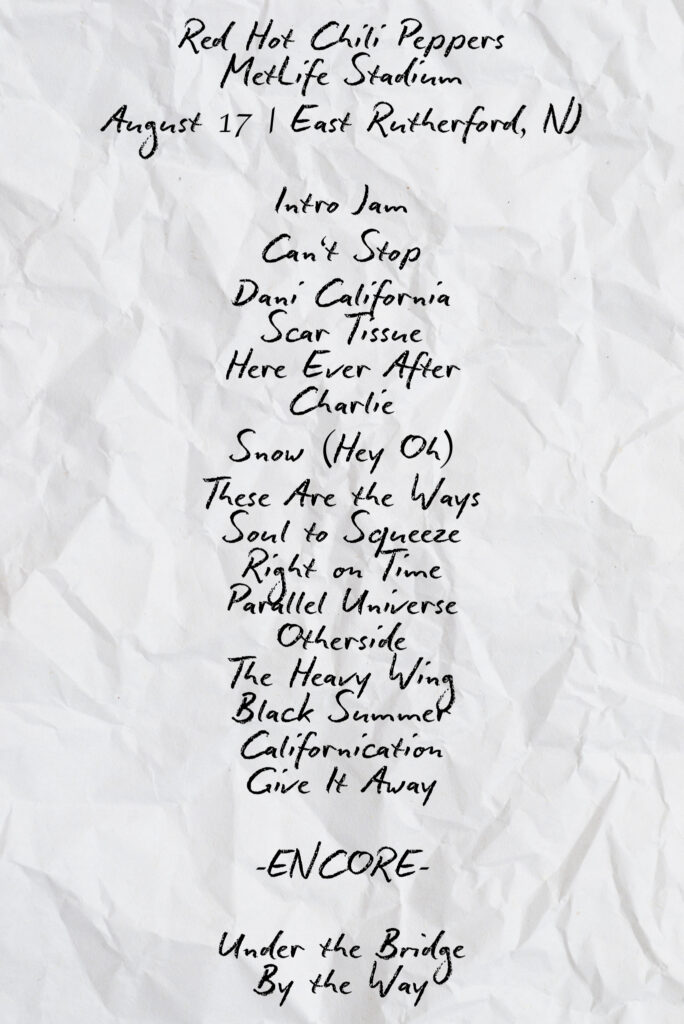 Red Hot Chili Peppers MetLife Stadium setlist August 17