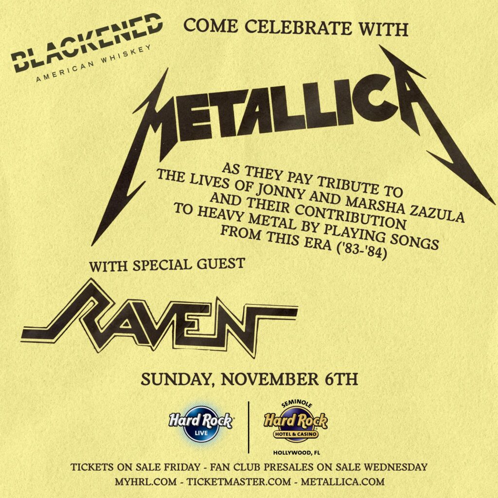Metallica Raven Seminole Hard Rock 2022 Florida