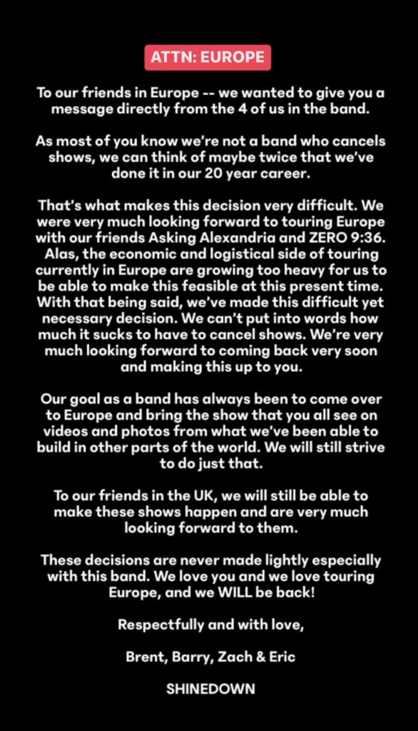 Shinedown 2022 tour