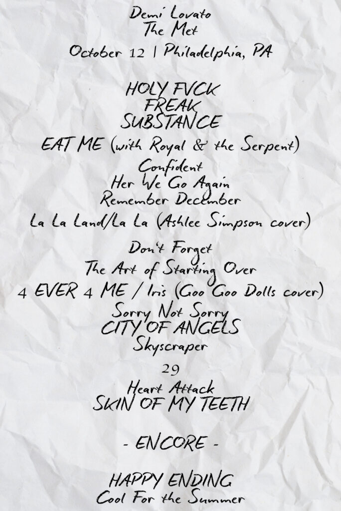 Demi Lovato HOLY FVCK Tour setlist The Met Philly