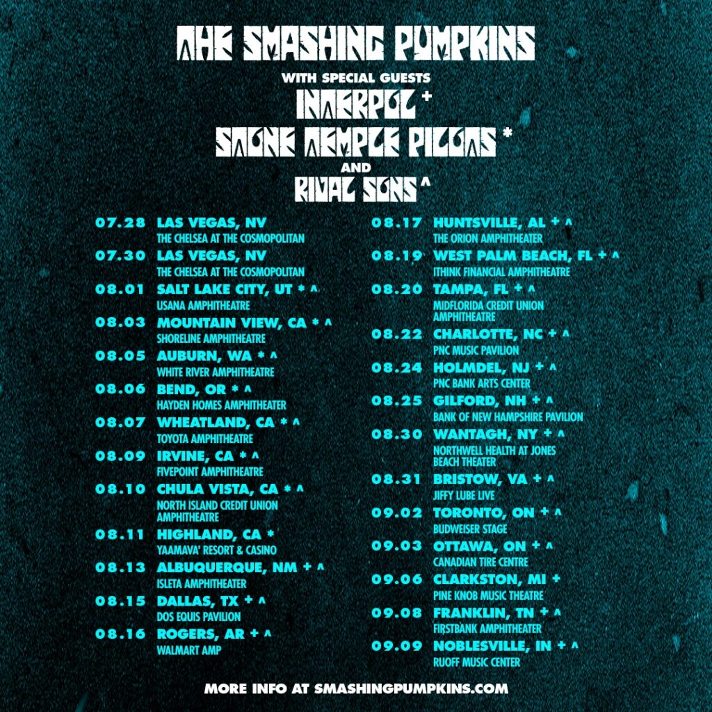 The Smashing Pumpkins 2023 tour Stone Temple Pilots Interpol Rival Sons