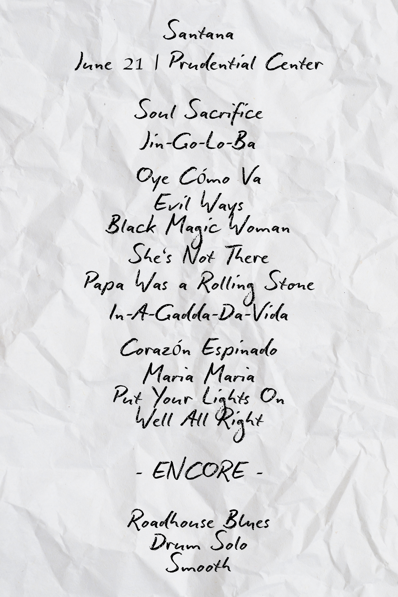 Santana Setlist 2024au Mercy Tiffanie