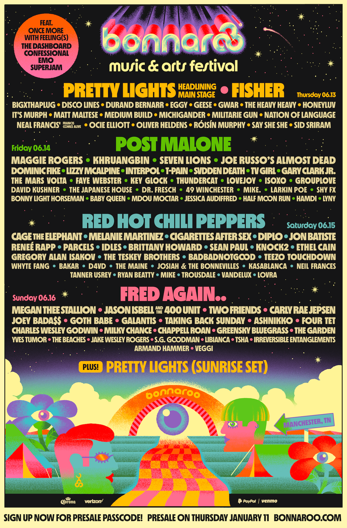 Red Hot Chili Peppers, Cage the Elephant, GWAR, More Set for Bonnaroo 2024