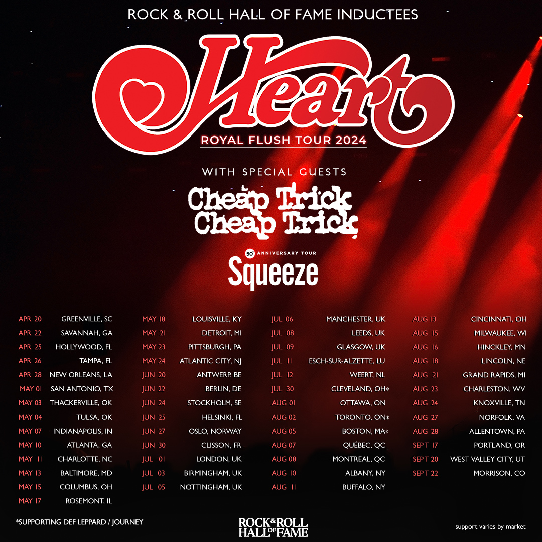 Heart Announce 2024 Tour with Cheap Trick, Squeeze