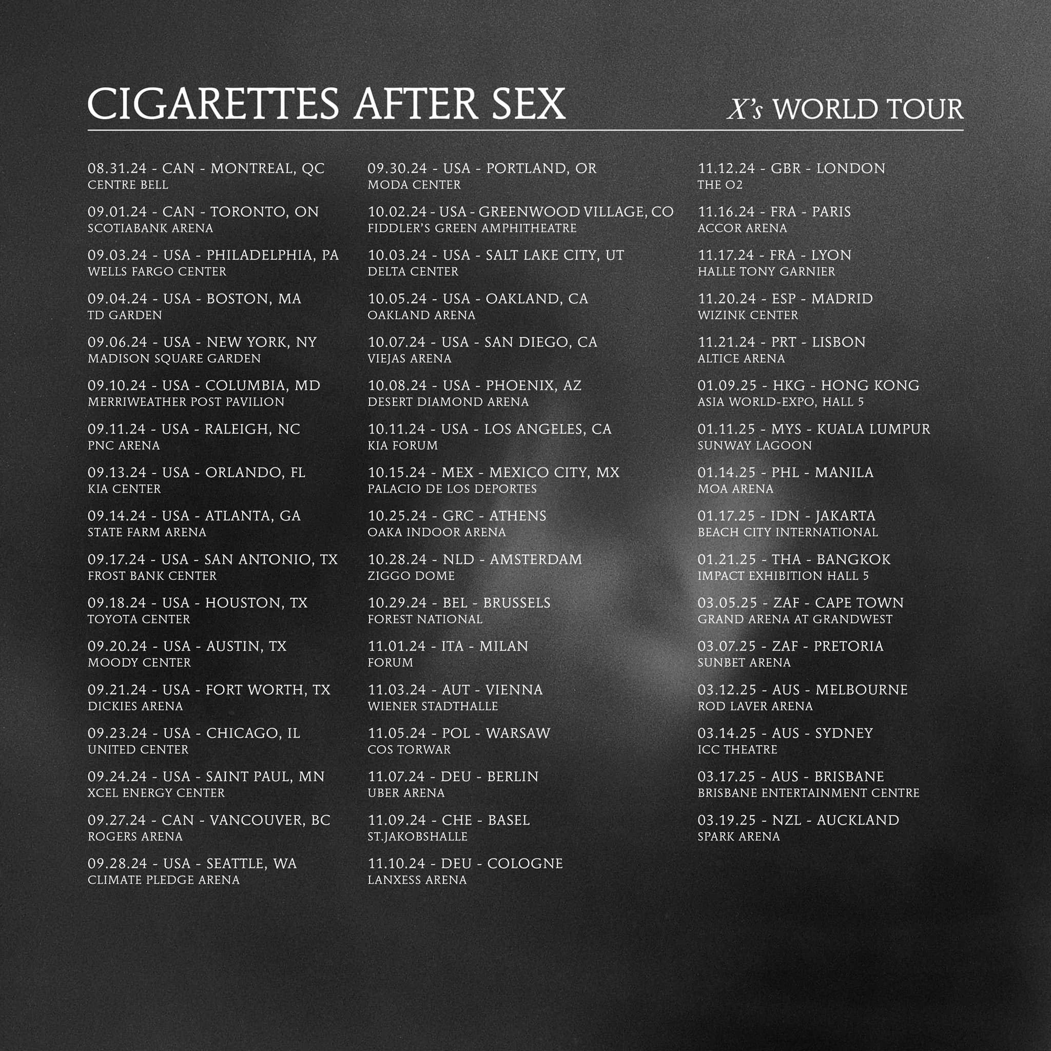 Cigarettes After Sex Announce Global Arena Tour Confirm New Album X S   Cigarettes After Sex 2024 Tour 