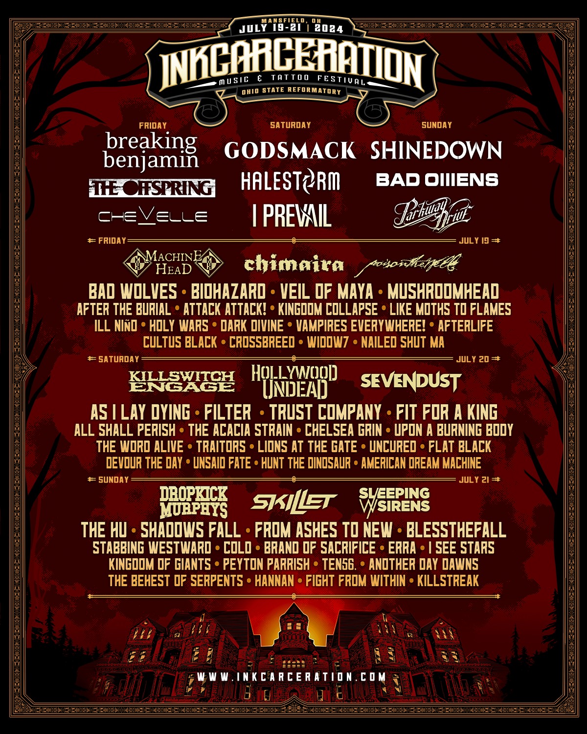 Inkcarceration 2025 Lineup Shinedown, Breaking Benjamin, Godsmack, and