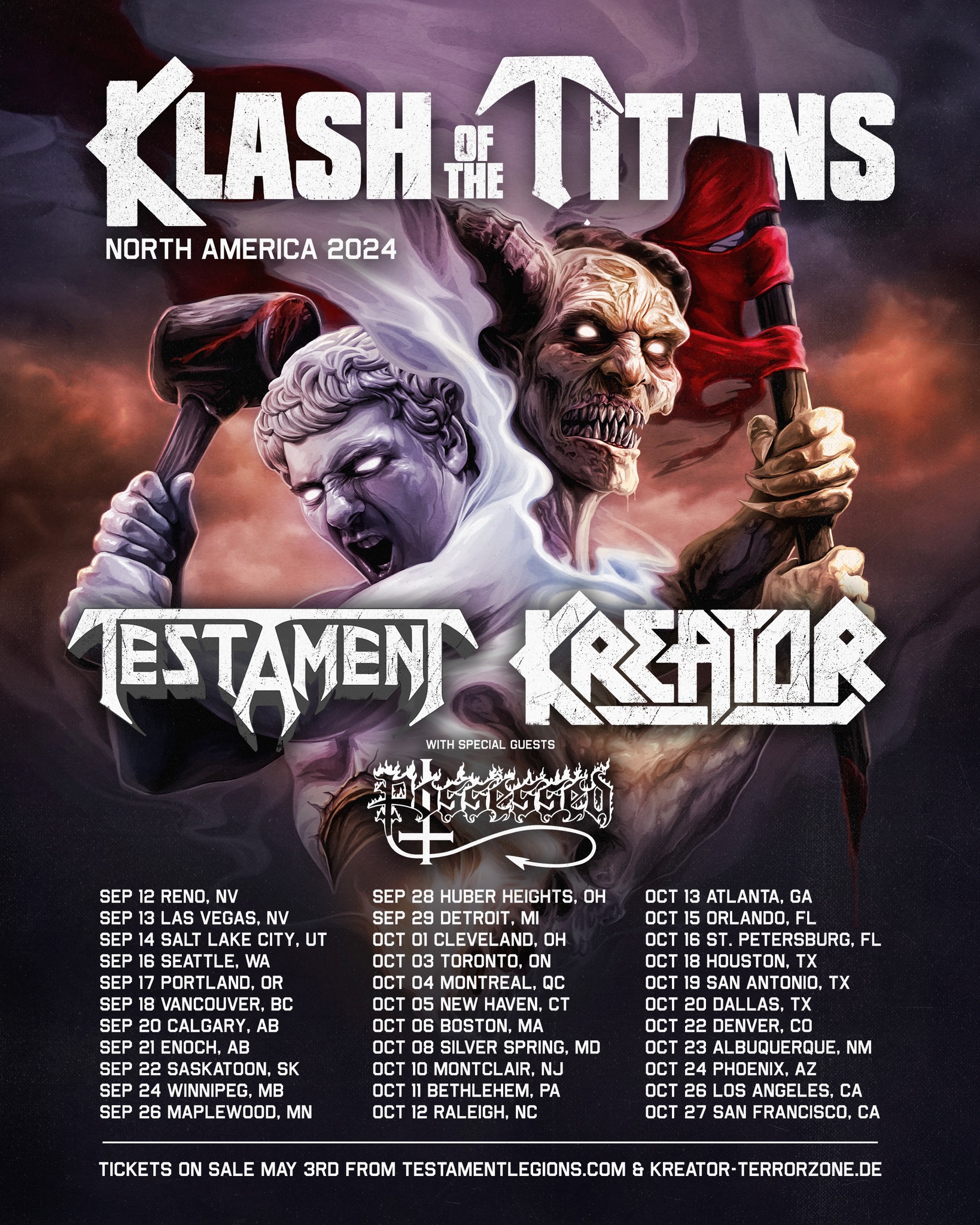 Testament and Kreator Announce 2024 North American Tour