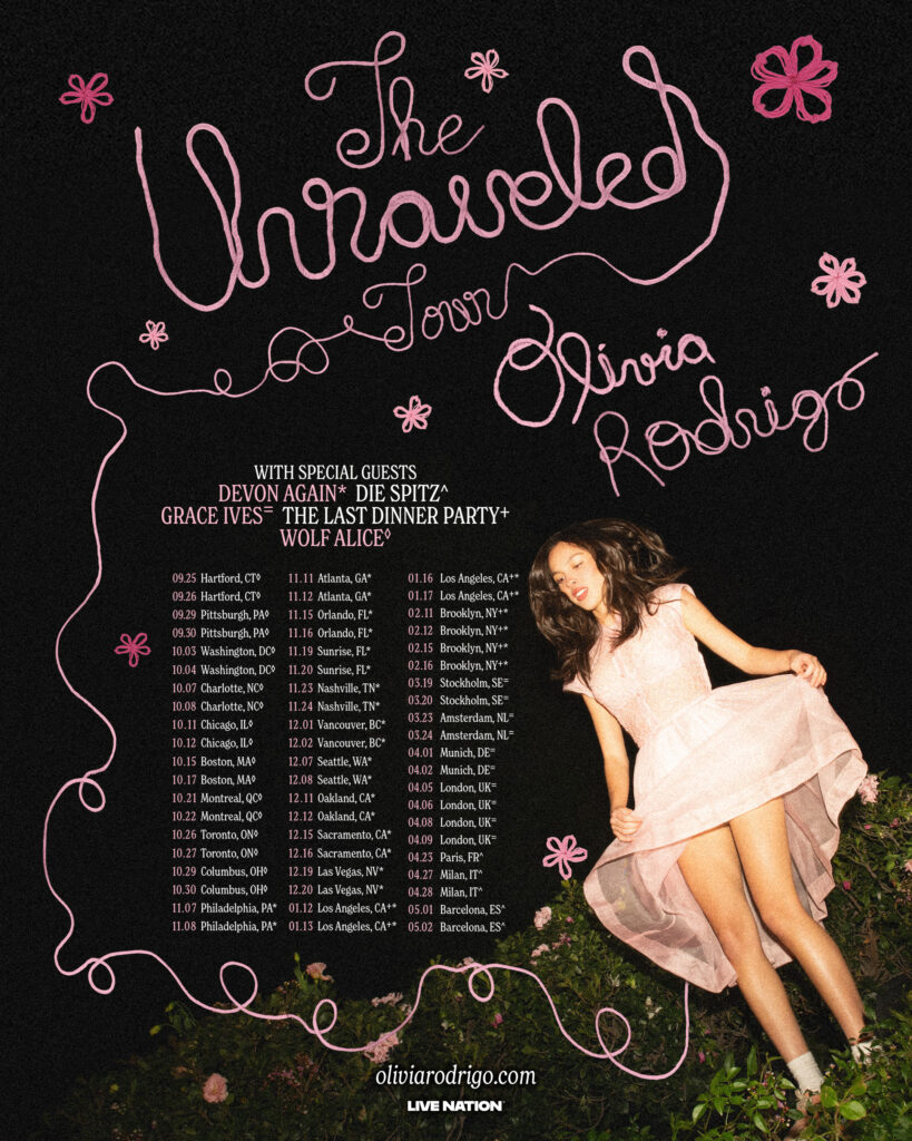 Olivia Rodrigo The Unraveled Tour Dates 2026 2027