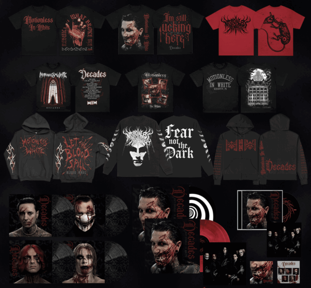 Motionless In White new album Decades vinyl CD merchandise