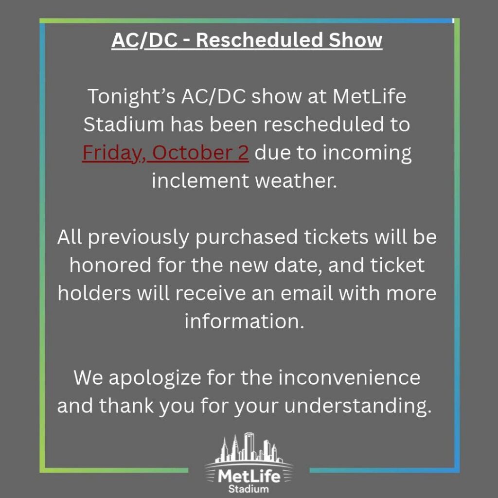 AC/DC Cancel MeLifeStadium Show in New Jersey October 2 2026